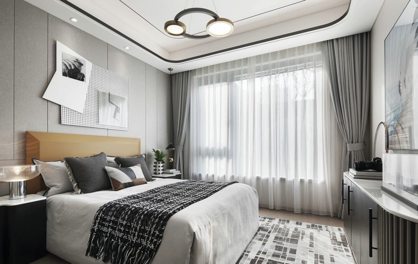 装修案例现代轻奢风格室内装修效果图-卧室 装修案例现代轻奢风格室内装修效果图-卧室