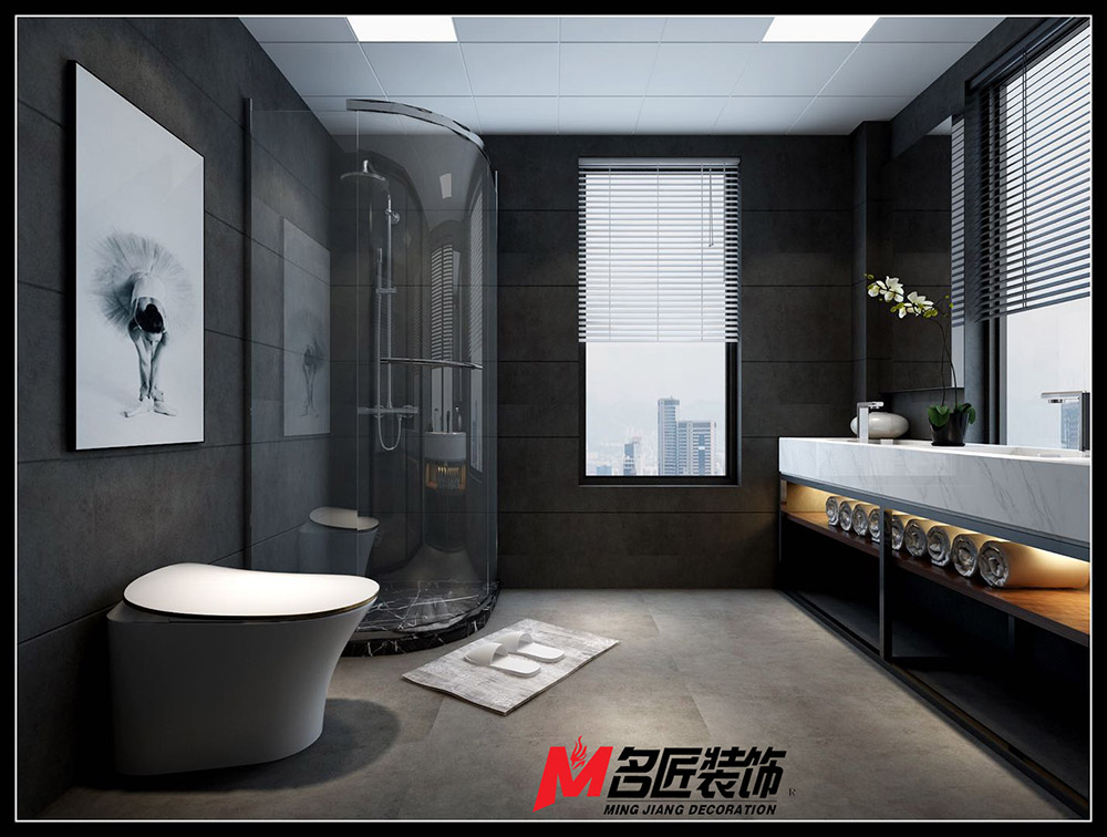 星光耀三居130平米黑白灰轻奢风格装修案例-卫生间 星光耀三居130平米黑白灰轻奢风格装修案例-卫生间