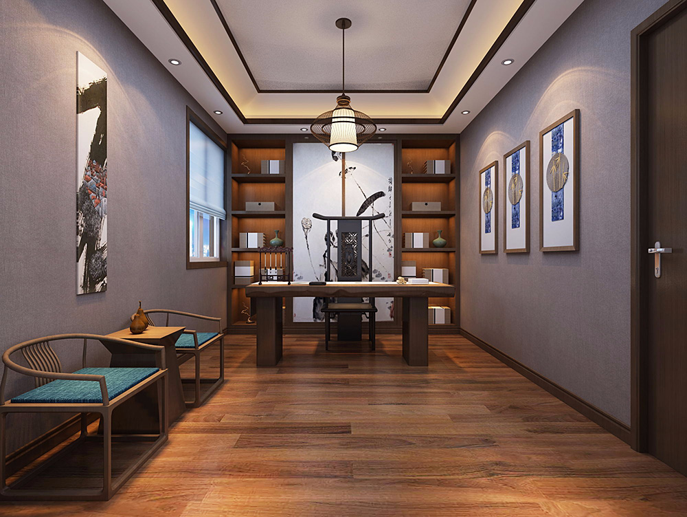 新中式风格别墅装修设计效果图-东逸湾水漾林岸别墅410平米-别墅装修设计书房 新中式风格别墅装修设计效果图-东逸湾水漾林岸别墅410平米-别墅装修设计书房