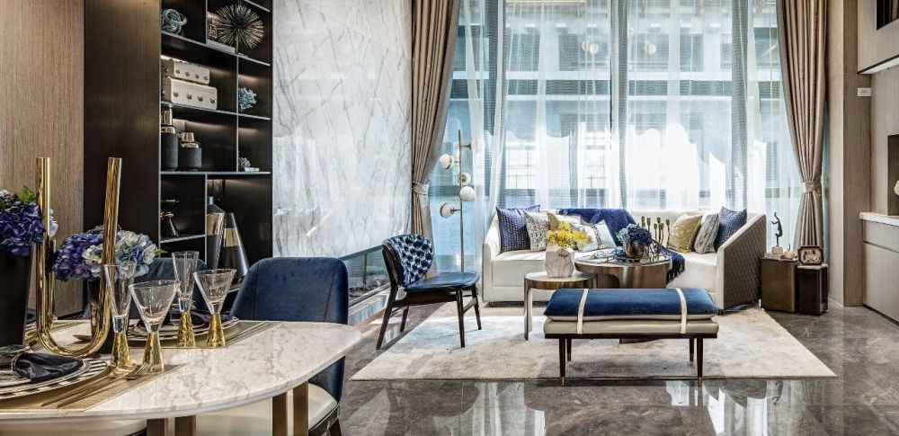 简欧轻奢风格室内设计家装案例-客厅