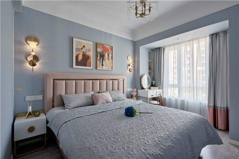 轻奢混搭风格家装设计室内装修效果图-主卧 轻奢混搭风格家装设计室内装修效果图-主卧