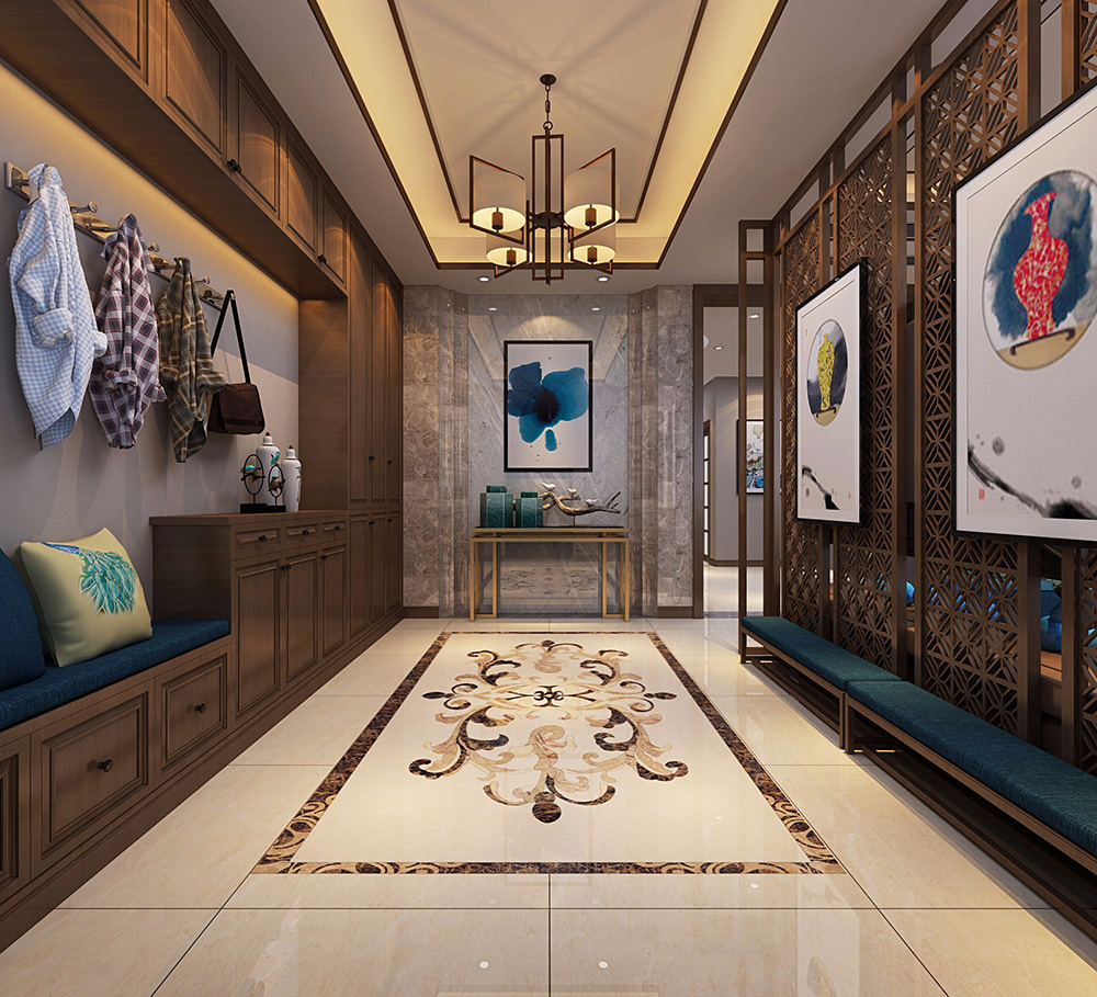 新中式风格别墅装修设计效果图-东逸湾水漾林岸别墅410平米-别墅装修设计玄关 新中式风格别墅装修设计效果图-东逸湾水漾林岸别墅410平米-别墅装修设计玄关