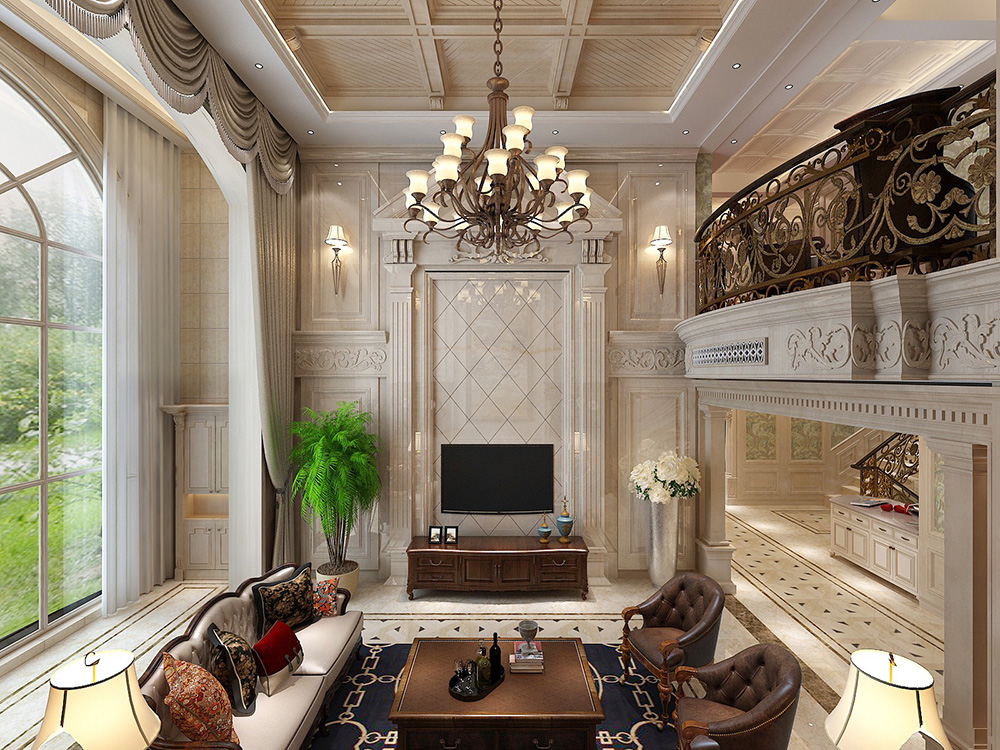 欧式风格别墅装修设计效果图-美的御海东郡别墅460平米-别墅客厅装修设计 欧式风格别墅装修设计效果图-美的御海东郡别墅460平米-别墅客厅装修设计