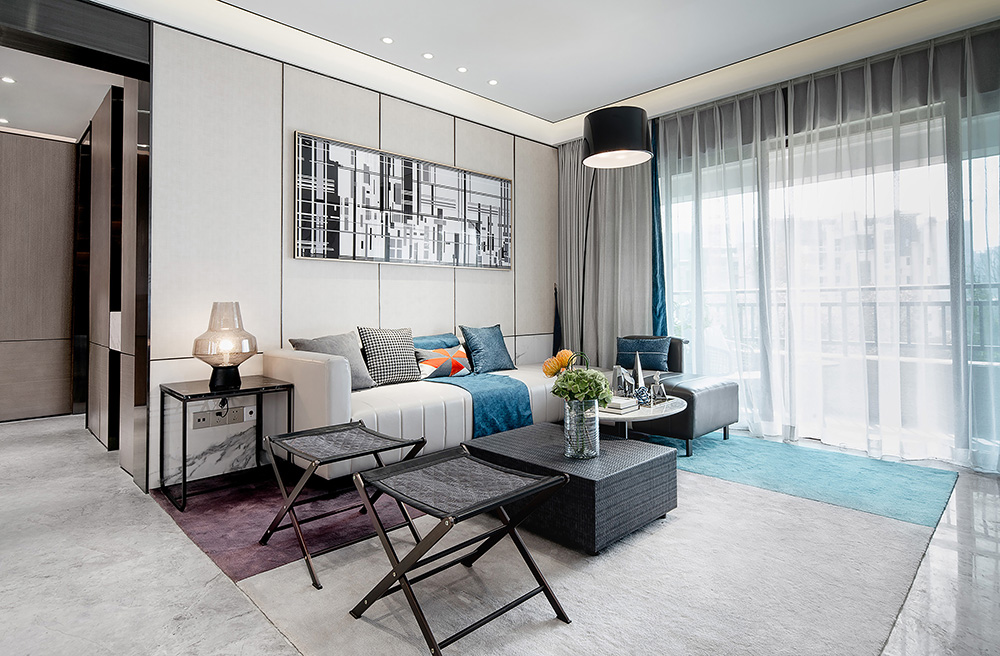 轻奢风格室内装修效果图-江南万达广场三居158平米-客厅 轻奢风格室内装修效果图-江南万达广场三居158平米-客厅