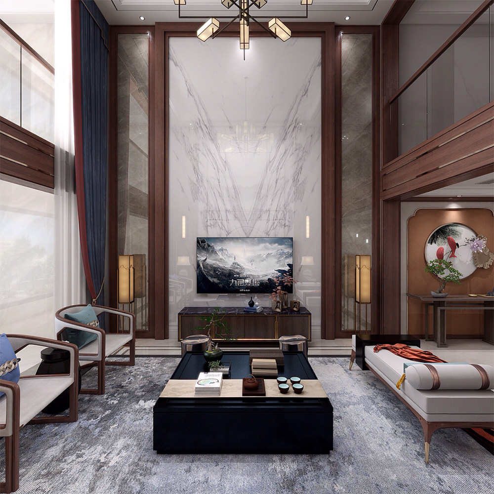 新中式别墅大宅装修设计-客厅 新中式别墅大宅装修设计-客厅
