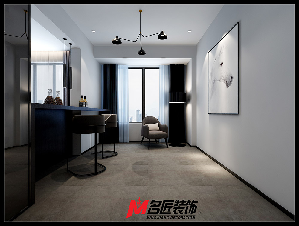 星光耀三居130平米黑白灰轻奢风格装修案例-会客区 星光耀三居130平米黑白灰轻奢风格装修案例-会客区
