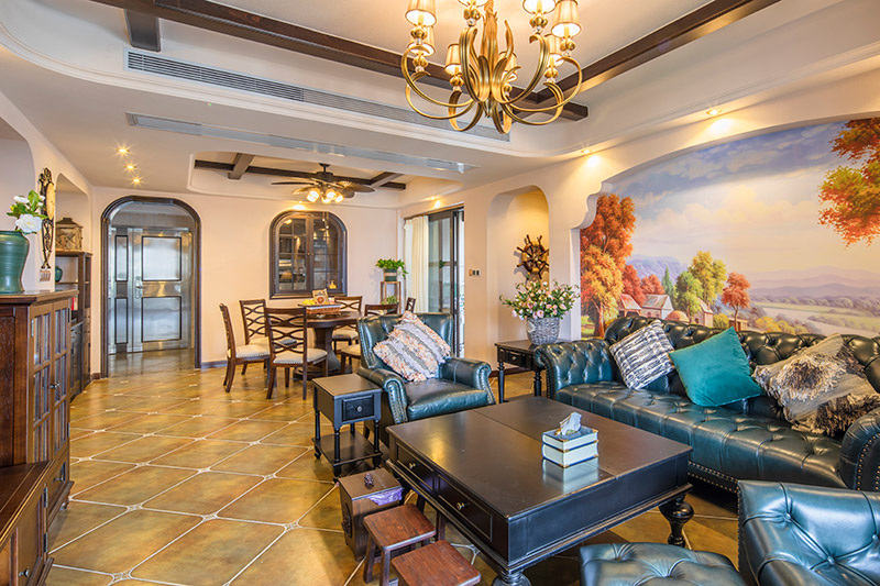 保利壹号公馆美式室内设计三居125平米风格装修案例-客餐厅 保利壹号公馆美式室内设计三居125平米风格装修案例-客餐厅