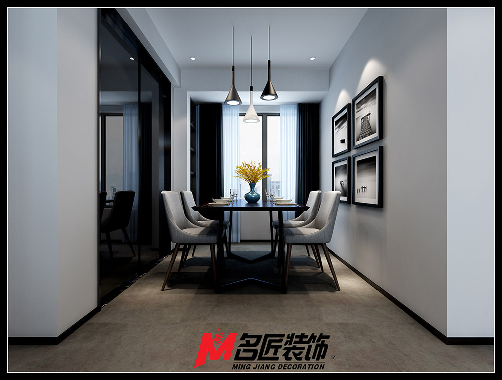 星光耀三居130平米黑白灰轻奢风格装修案例-餐厅 星光耀三居130平米黑白灰轻奢风格装修案例-餐厅